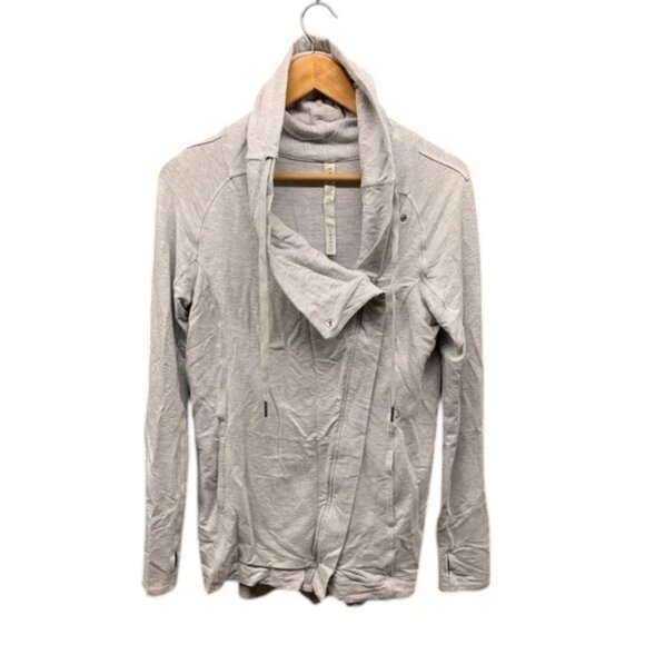Lululemon Jacket Women’s Gray‎ Asymmetrical Zip High Collar Thumbholes Casual 4 - Picture 1 of 10